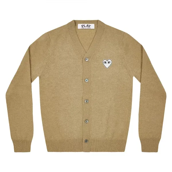 CDG Play Men’s Cardigan White Heart Natural Series Camel